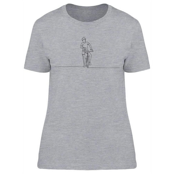 Line Drawing Young Agile Cyclist T-Shirt Women -Image by Shutterstock, Female x-Large