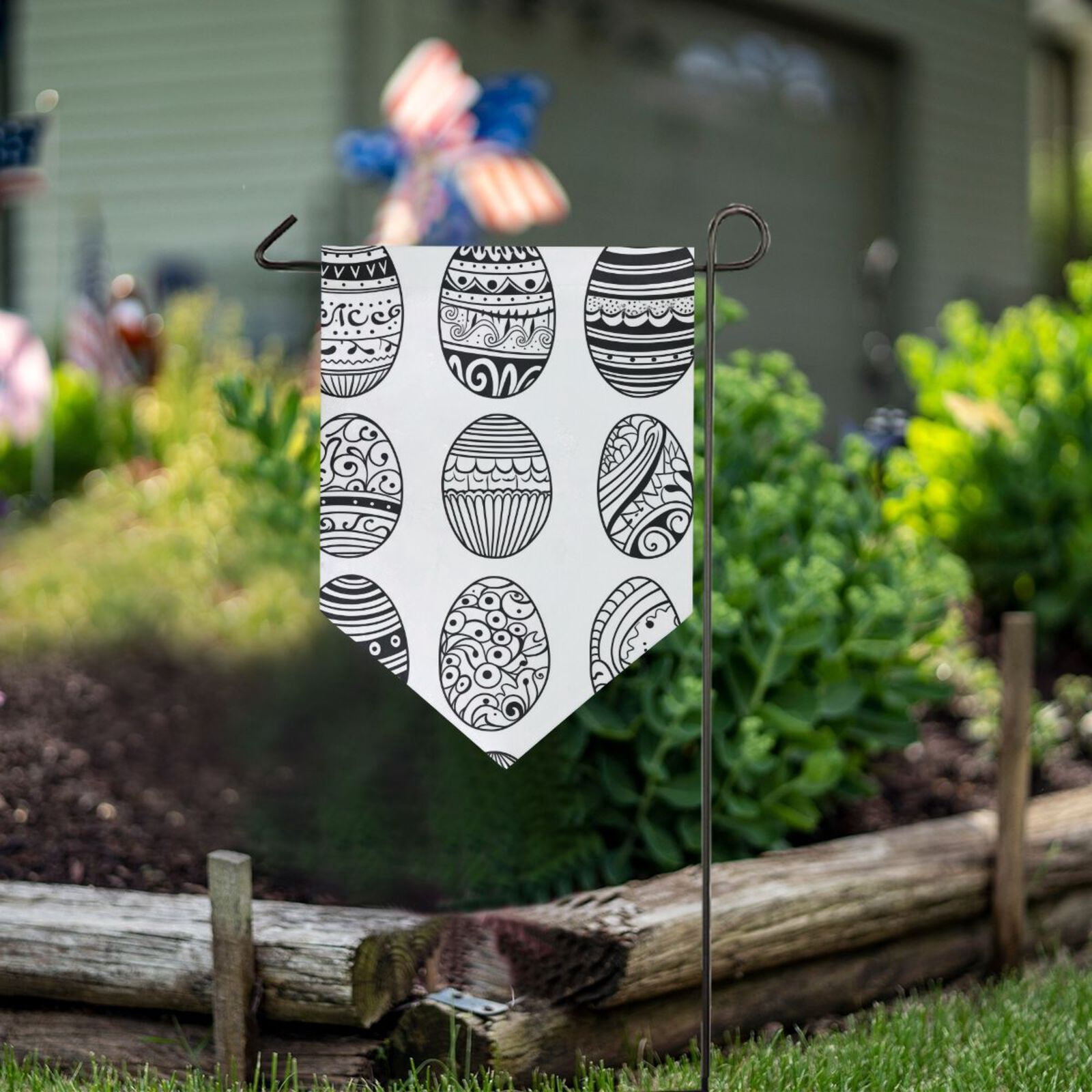 Line Easter Eggs Garden Flag 18" x 12.5" Double Sided Yard Lawn Outdoor ...