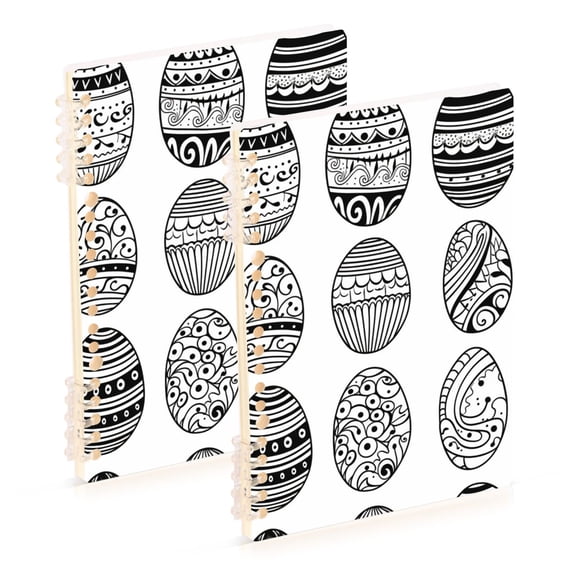 Line Easter Eggs Ring Binder Notebook Journey Note Diary College Ruled Spiral Notebook Study Loose Leaf Paper A5 60 Pages