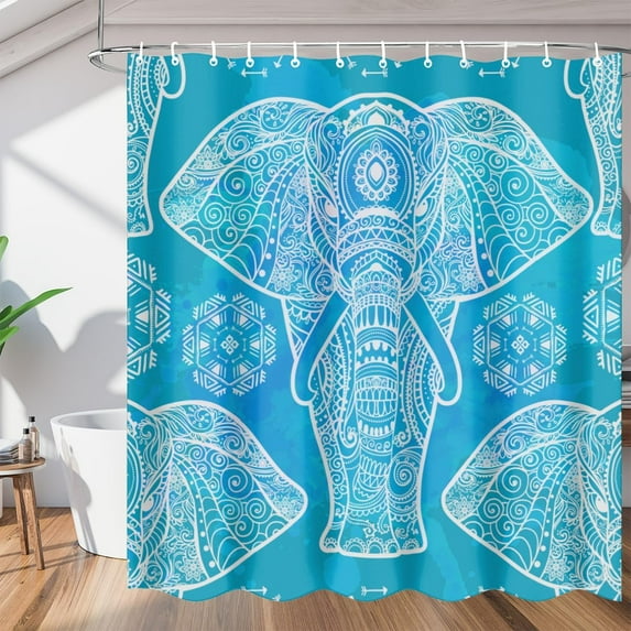 Line Elephant Pattern Shower Curtain for Bathroom Shower Curtain Set with 12 Hooks Waterproof Fabric Bath Curtain for Bathtub Restroom Decor, 72 X 72 in