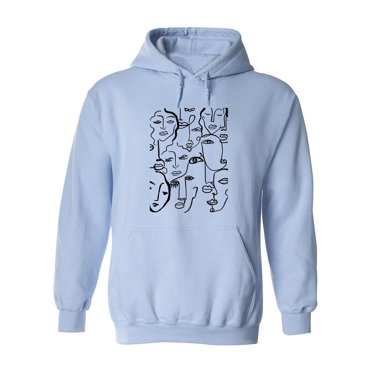 Line Faces Hoodie Men -Image by Shutterstock, Male 4X-Large