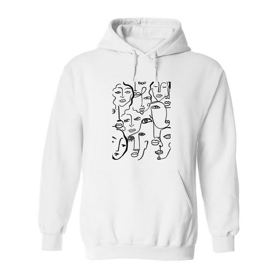 Line Faces Hoodie Men -Image by Shutterstock, Male XX-Large