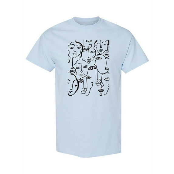 Line Faces T-Shirt Men -Image by Shutterstock, Male Medium