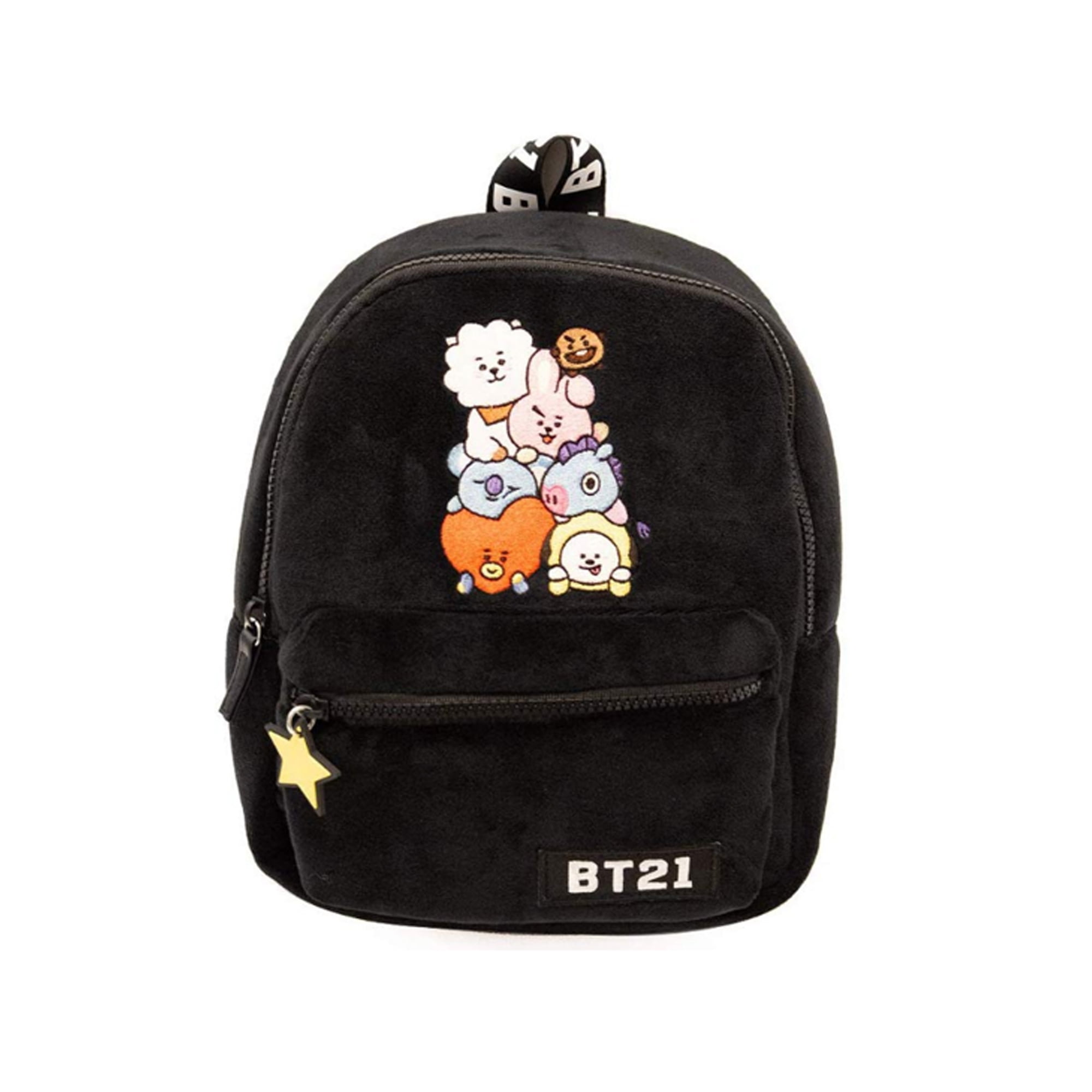 Line Friends Bt21 Girls Plush Mini Backpack - Tata, Van, Chimmy, Cooky,  Shooky And Rj (Black) - Walmart.Com