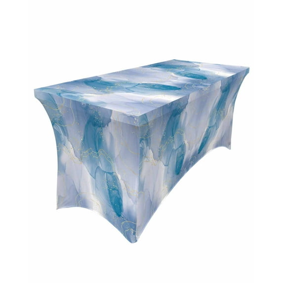 Line Gradient Elastic Table Skirt Wedding Hotel Birthday Table Cover Buffet Table Tablecloth r