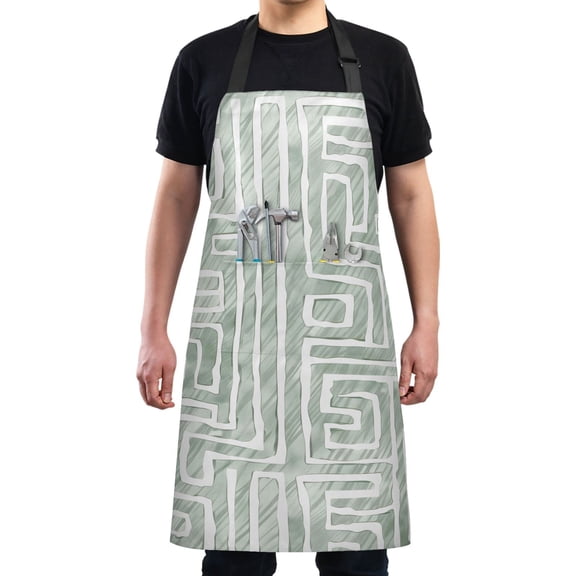 Line Graffiti Kitchen Apron with 2 Pockets Adjustable waterproof Cooking Aprons for Women Men Chef