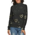 thumbnail image 1 of Line Heart Christmas Women's Turtleneck Sweater Long Sleeve Ribbed Fitted Turtle Neck Casual Fall Winter Collection Top S, 1 of 4
