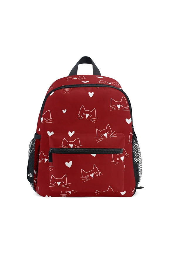 Line Kitten Heart Mini Backpack Cute Small Backpack with Chest Strap and Whistle Ages 3-8