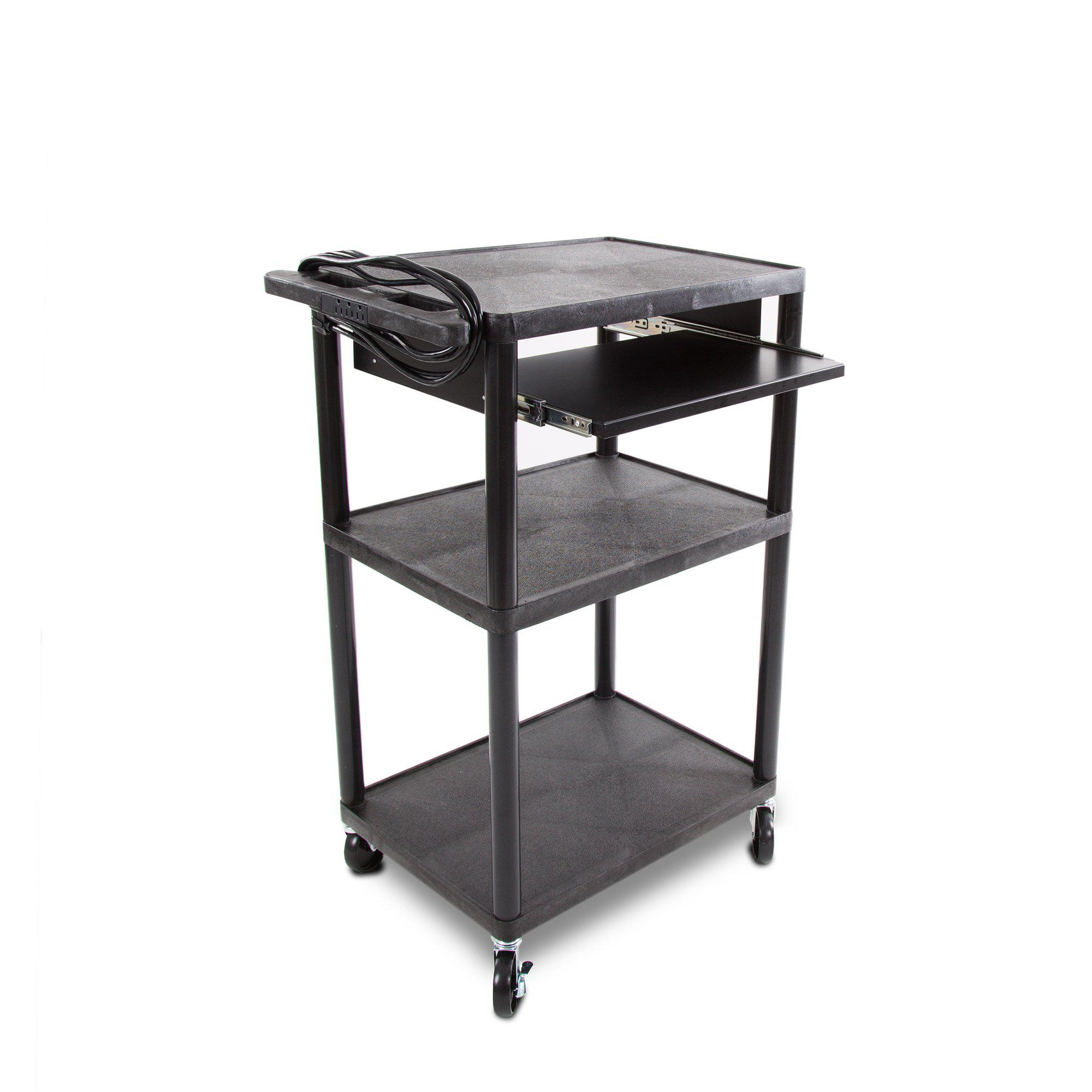 Line Leader Plastic AV Cart with Keyboard Tray Mobile Workstation