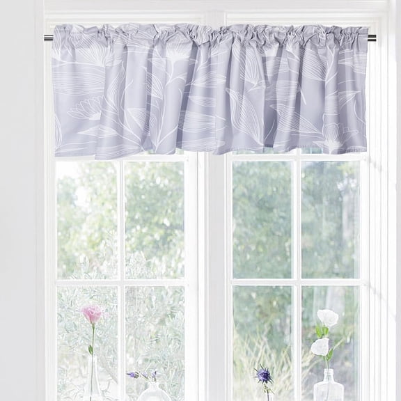 Line Leaves Window Curtain Valance White Plants Window Treatment Valances Small Window Kitchen Curtains DIY