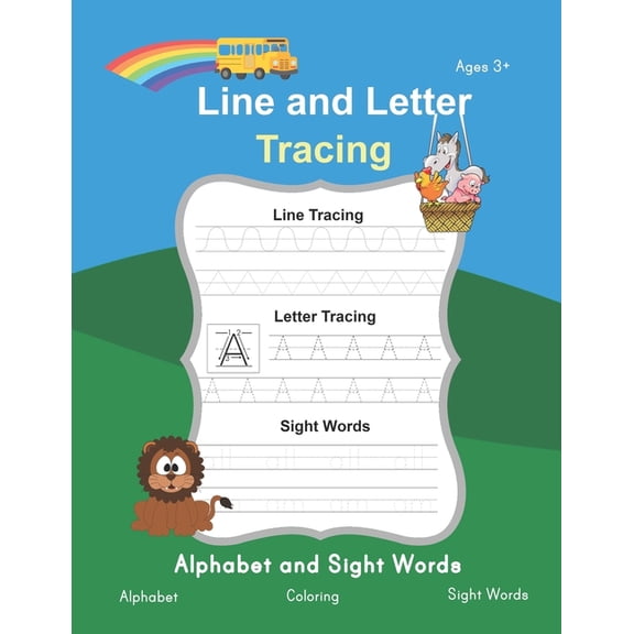 Line and Letter Tracing : Alphabet and Sight Words: Preschool Handwriting Practice Activity Workbook for Pre K, Kindergarten and Kids Ages 3-5 (Paperback)