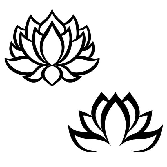 Line Lotus Computer Stickers Simple Line Flower Wall Decal Art Lotus Black Meditation Decor for Computer Tablet PC Small Cars Office