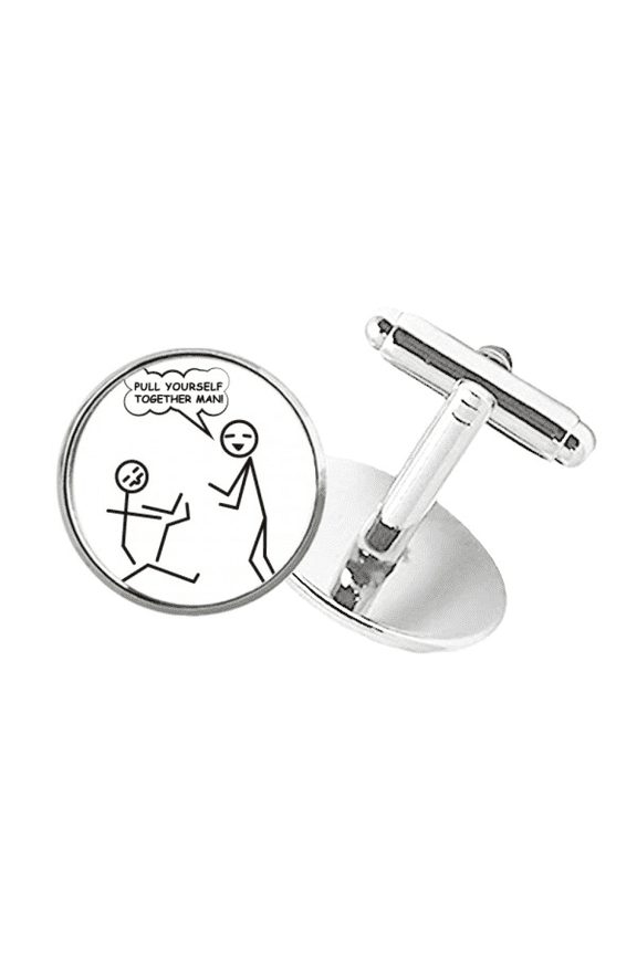Line Man Body Joint Leg Round Button Cuff Clip Stud Cufflinks