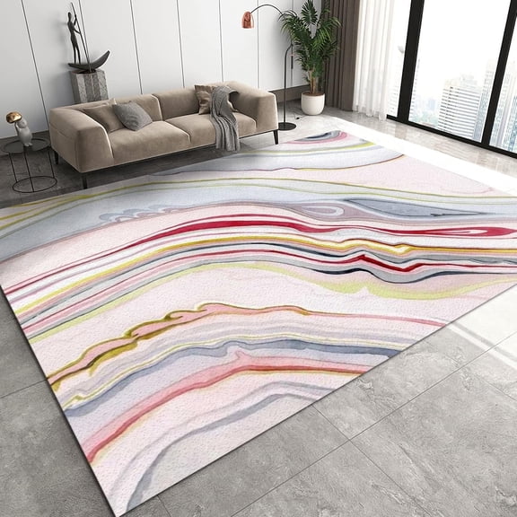 Line Marble Area Rugs,Fine Pile Is Easy To Take Care Of Good Water Absorption Suitable For Living Room Study Bedroom 2x3ft