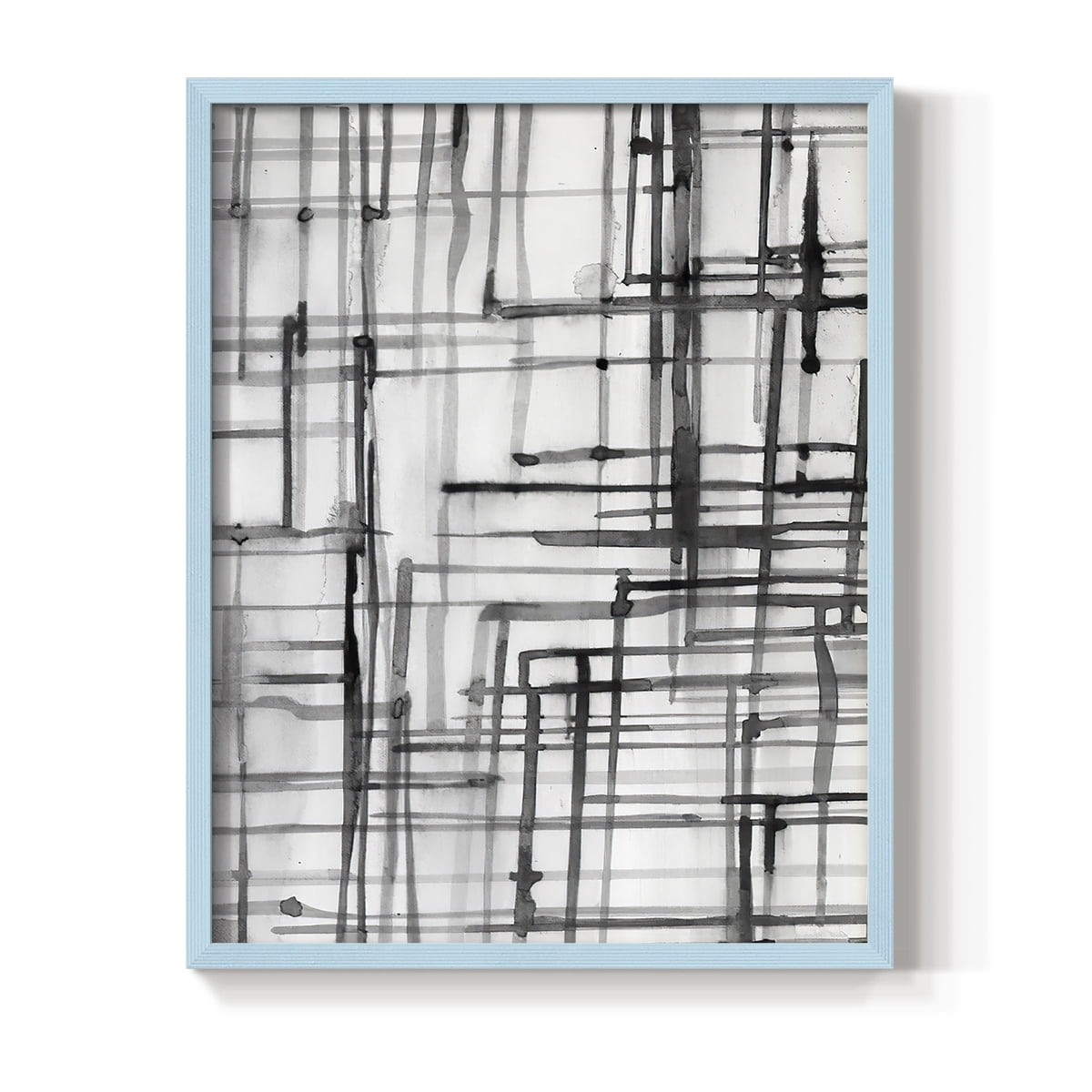 Line Meditation I in Blue Solid Wood 8 x 10 Framed Print
