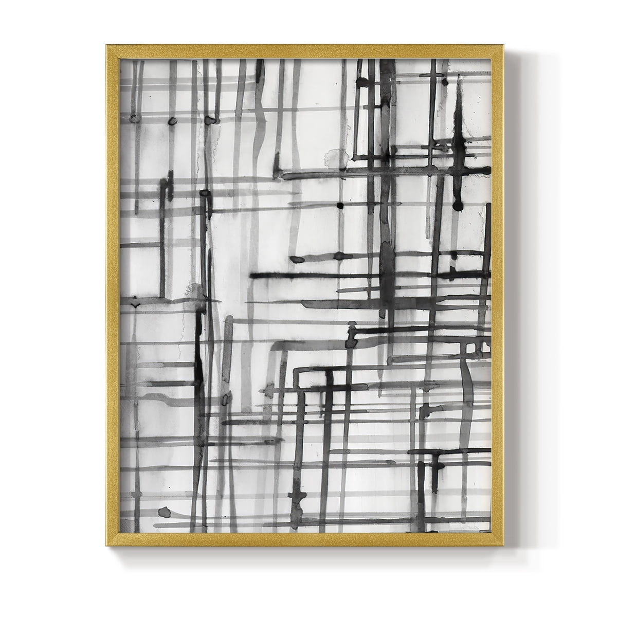 Line Meditation I in Gold Solid Wood 22 x 28 Framed Print
