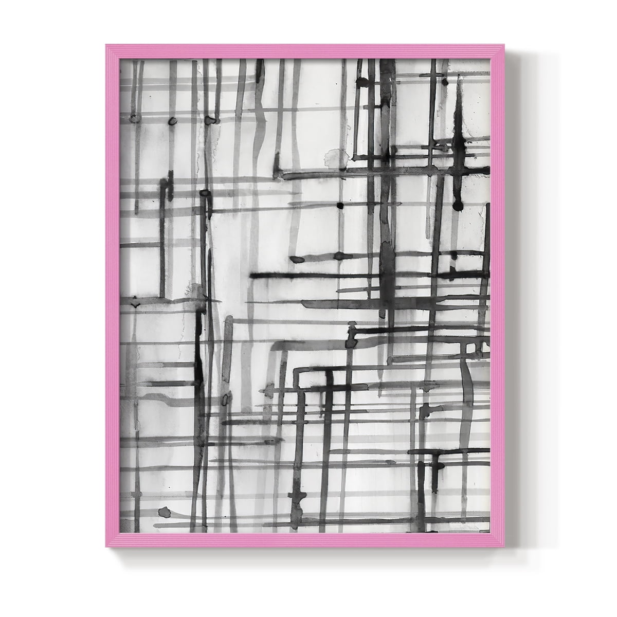 Line Meditation I in Pink Solid Wood 11 x 14 Framed Print