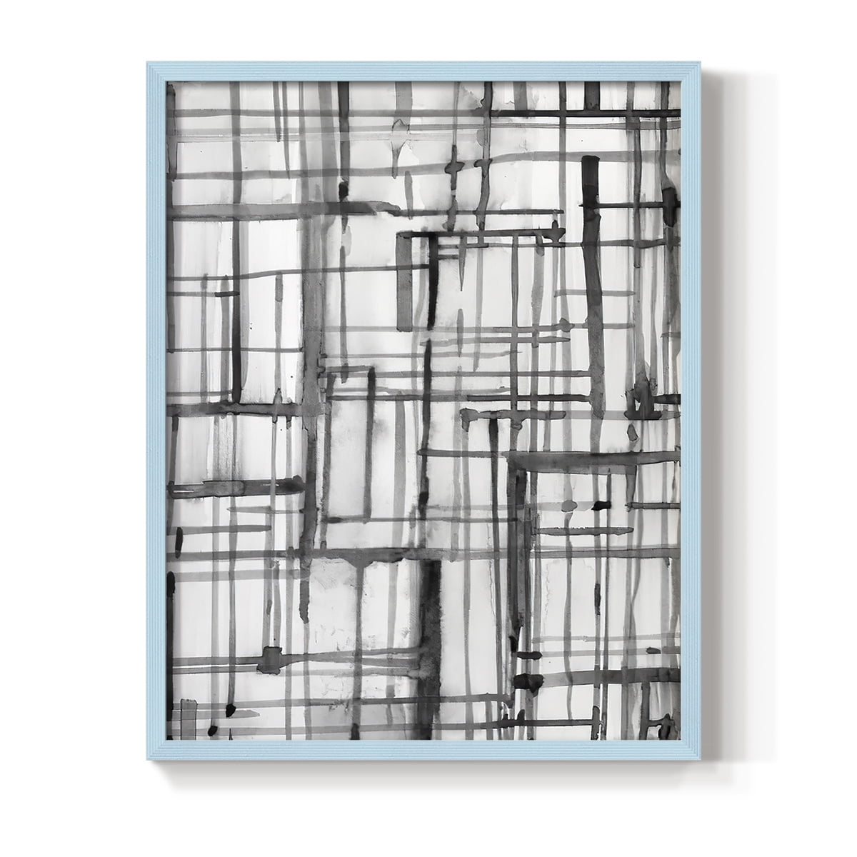 Line Meditation II in Blue Solid Wood 8 x 10 Framed Print