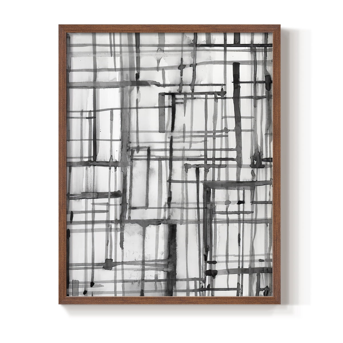 Line Meditation II in Brown Solid Wood 11 x 14 Framed Print