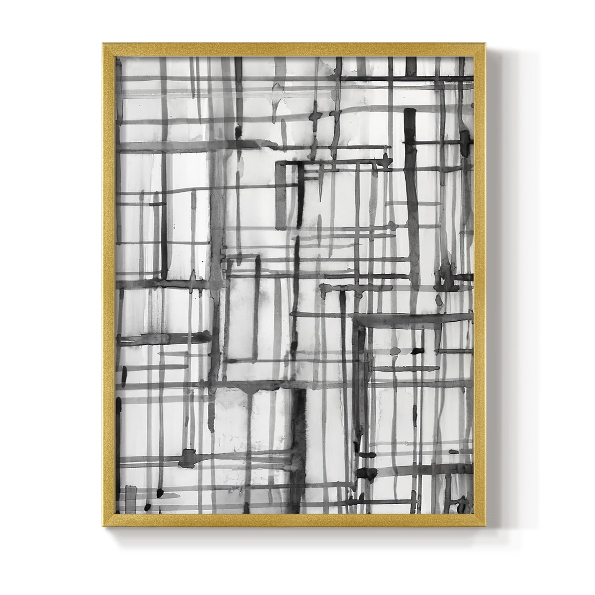 Line Meditation II in Gold Solid Wood 16 x 20 Framed Print