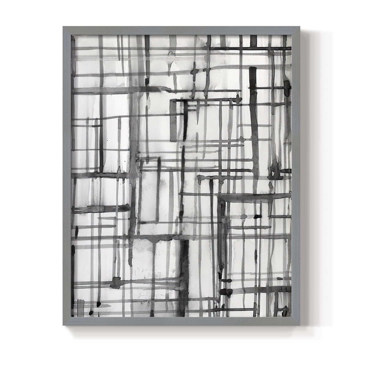 Line Meditation II in Gray Solid Wood 22 x 28 Framed Print