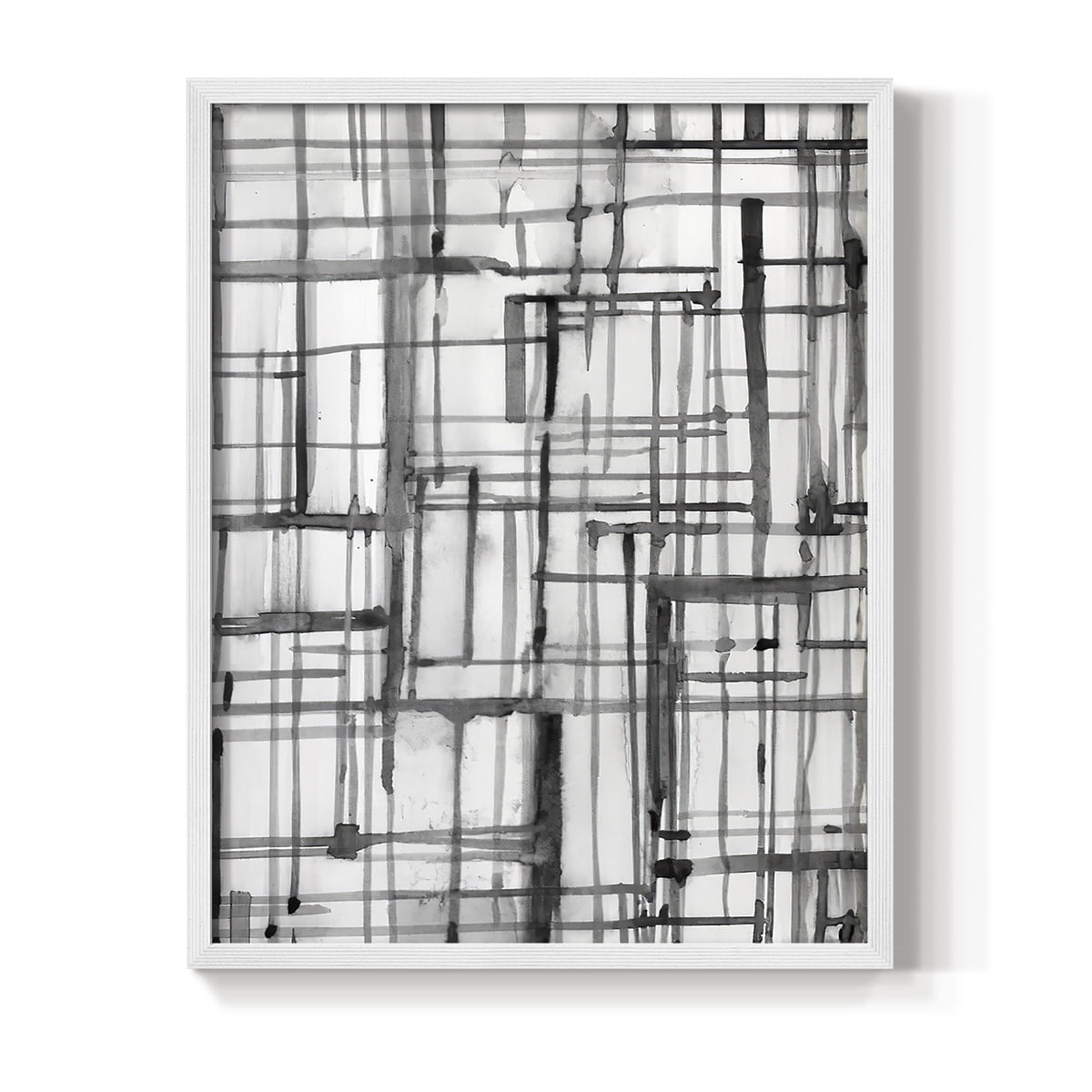 Line Meditation II in White Solid Wood 11 x 14 Framed Print