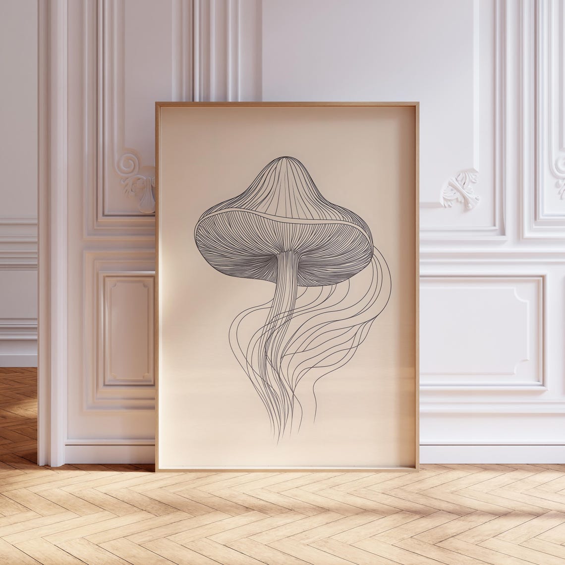 Line Mushroom Poster, Modern Wallpaper, Abstract, Modern Living Room ...