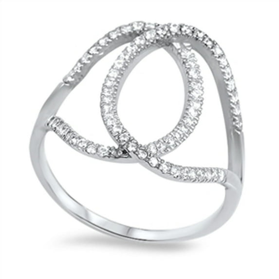 Line Open Clear Cubic Zirconia Ring .925 Sterling Silver Band White Jewelry Female Male Size 10