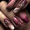 thumbnail image 1 of Line Pattern Fake Nails Wear Nail Removable Nail Sticker Patch, 1 of 5