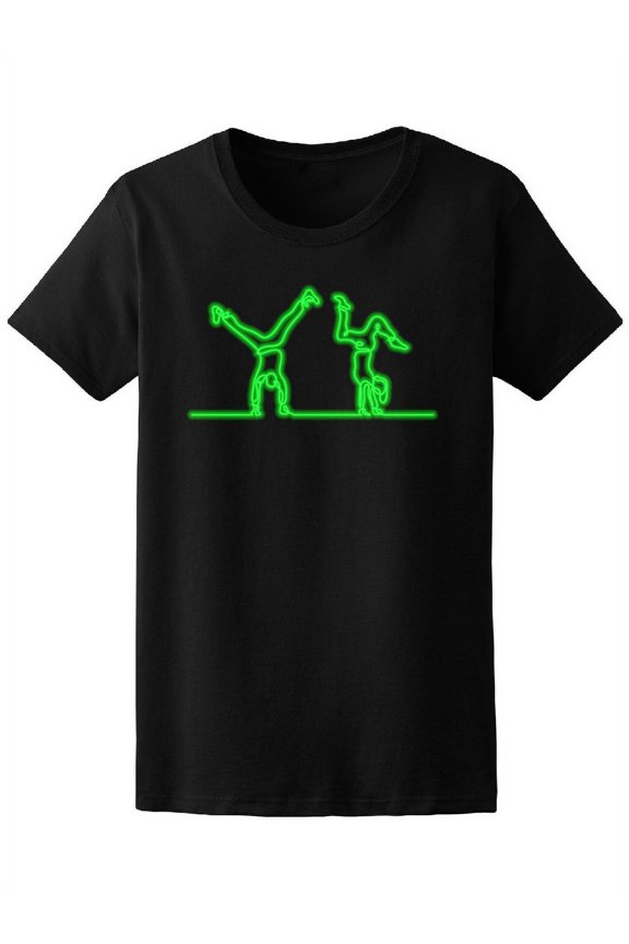 Line People Doing Handstand Sharp Effect T-Shirt Women -Image by Shutterstock, Female x-Large