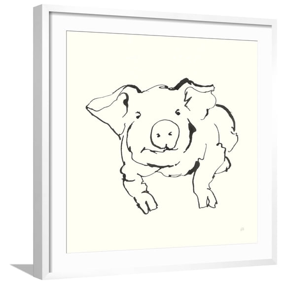 Art.com Line Pig II Art Print by Chris Paschke, White Frame Wall Art, 29" x 29"