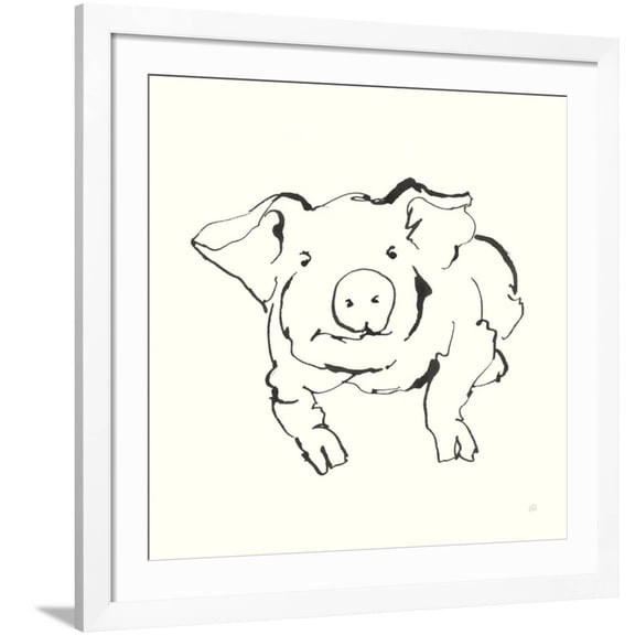 Art.com Line Pig II Art Print by Chris Paschke, White Frame Wall Art, 38" x 38"