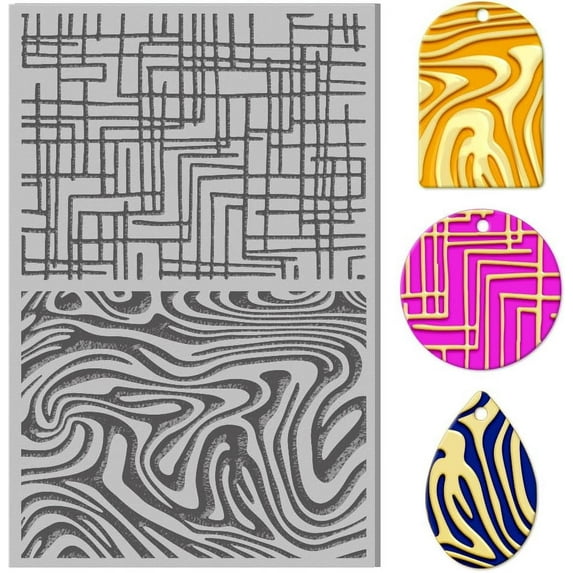 Line Polymer Clay Texture Sheets Rubber Clay Texture Sheets Polymer Clay Texture Tool Used for DIY Jewelry Making Craftwork and Printing Patterns for DIY