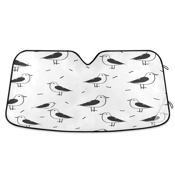 Line Seagull Bird Car Windshield Sun Shade Foldable Car Front Window Visor Heat and UV Protection 53x23.5