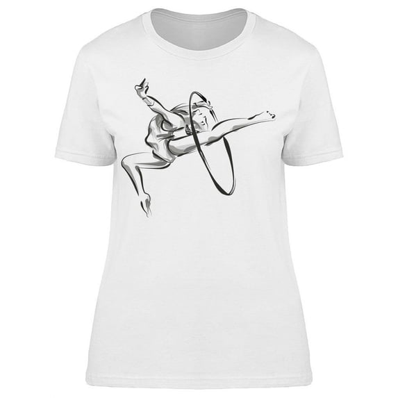 Line Sketch Gymnast In Hoop T-Shirt Women -Image by Shutterstock, Female 3X-Large