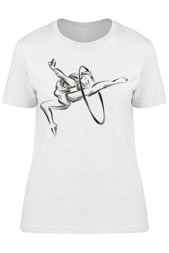 Line Sketch Gymnast In Hoop T-Shirt Women -Image by Shutterstock, Female Medium