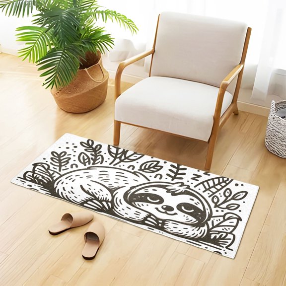 Line Sloth Sleeps Bathroom Rug Non Slip Bathroom Mats Entry Door Soft Carpets for Kitchen Bedroom Living Room 39x20 inch