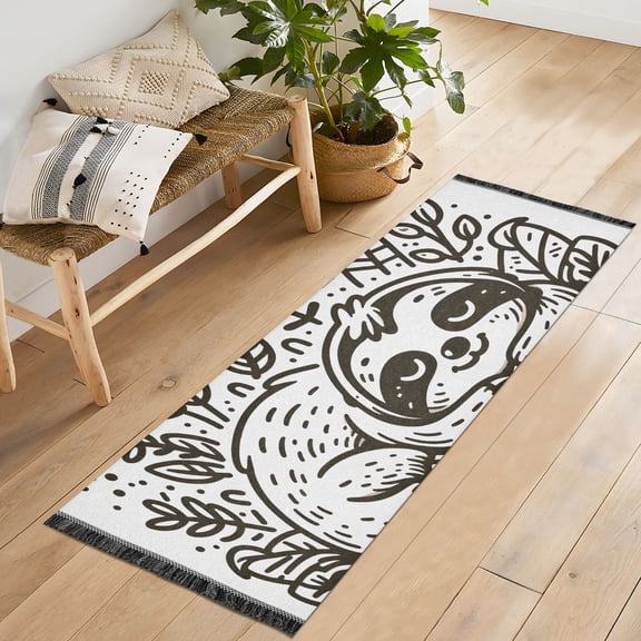 Line Sloth Sleeps Runner Rug Machine Washable Area Rugs Carpet Non Slip Entryway Mat for Bedroom Entryway Front Door