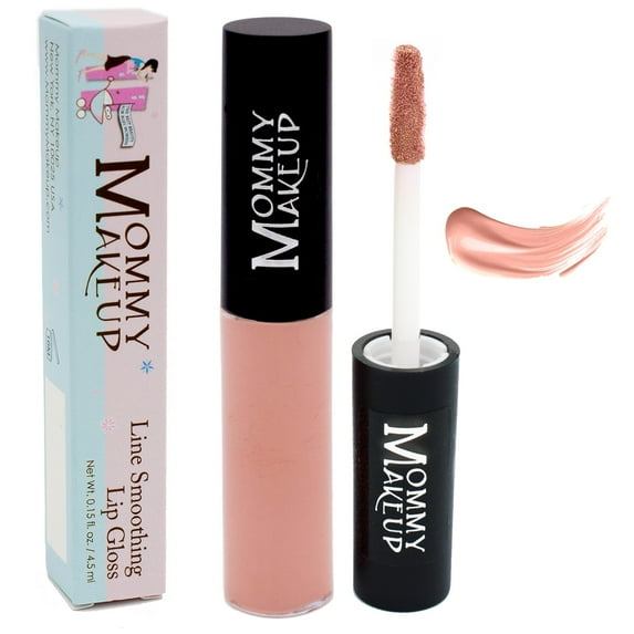 Line Smoothing Lip Gloss with Brown Algae & Golden Seaweed - Glossy, Moisturizing, High Shine, Paraben Free Lipgloss in Pinkly Nude (A Nude Pink Beige) by Mommy Makeup