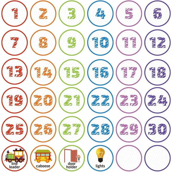 Line up Spots for Classroom 36Pcs 4in/10cm Floor Numbers Stickers 1-30 Dots Numbered Colored Graffiti Markers Decal for Teacher Back to School Preschool Kindergarten Supplies Elementary Multi-color