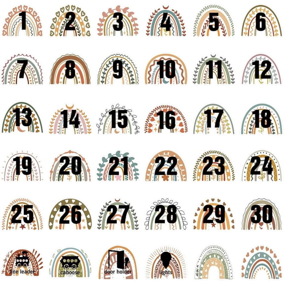 Line up Spots for Classroom 36Pcs 4in/10cm Floor Numbers Stickers 1-30 Dots Rainbow Boho Numbered Markers Decal for Teacher Back to School Preschool Kindergarten Supplies Elementary Colorful