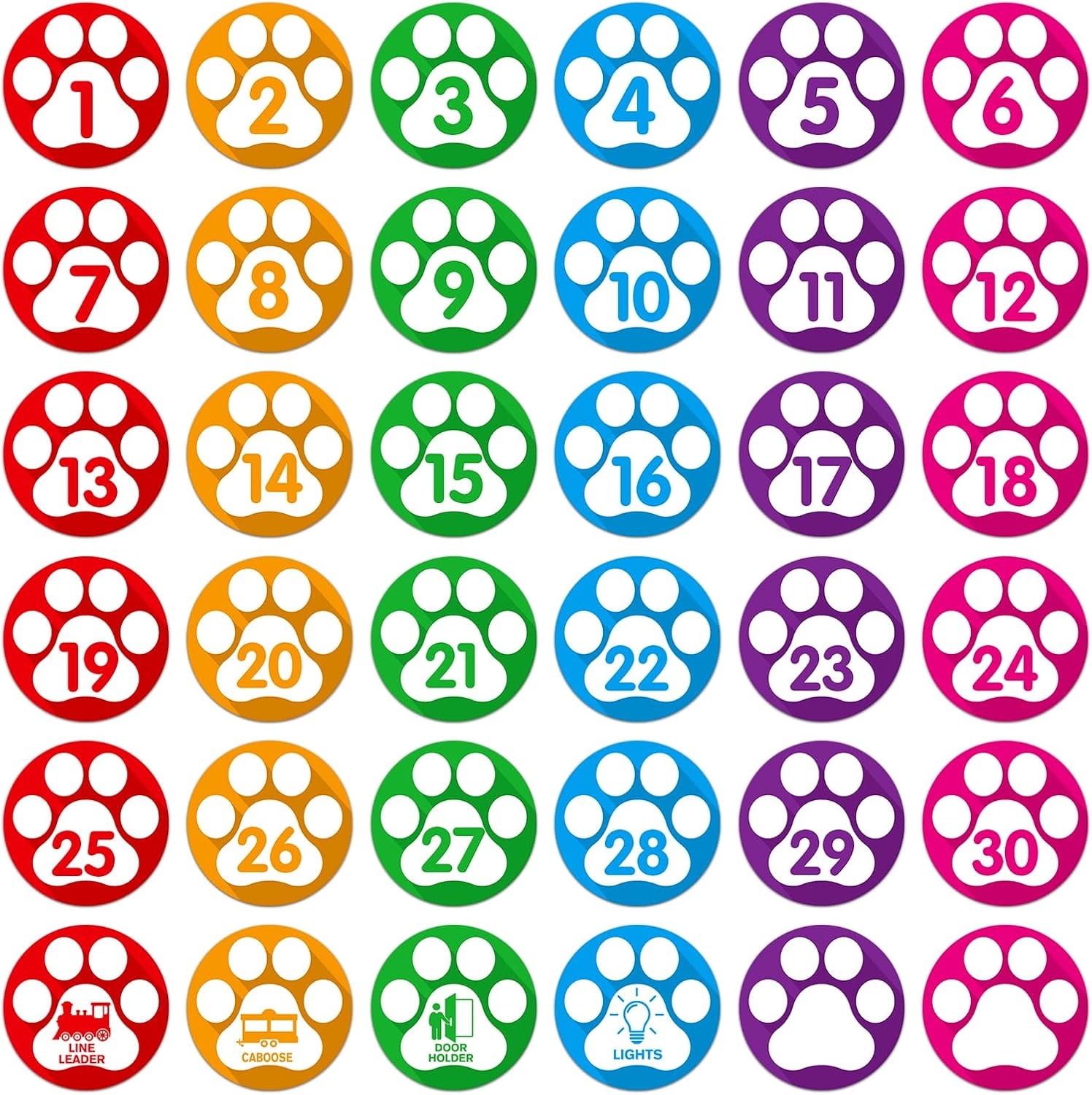 Line up Spots for Classroom Floor Number Stickers for Classroom 36Pcs Line up Dots Floor Dots Decals Line up Numbers for Preschool Kindergarten Back to School Supplies