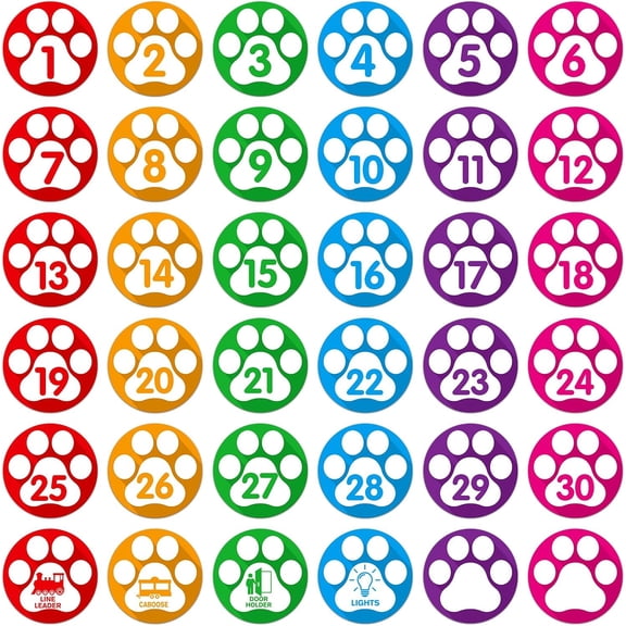 Line up Spots for Classroom Floor Number Stickers for Classroom 36Pcs Line up Dots Floor Dots Decals Line up Numbers for Preschool Kindergarten Back to School Supplies