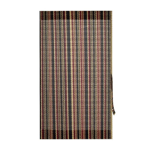 Line Stripe Pattern Door Curtain 54x72in UV Blocking Mesh with Adjustable Tie Back Rod Pockets