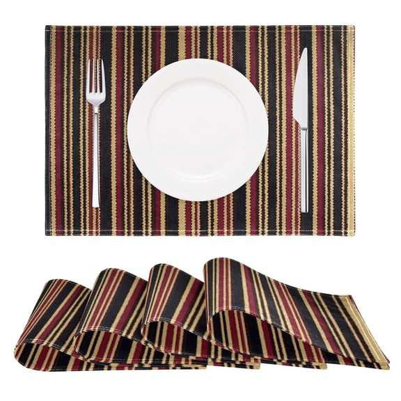 Line Stripe Pattern Reversible Placemat Non Slip Coffee Mat 18x12 Inch for Dining, Kitchen, Coffee
