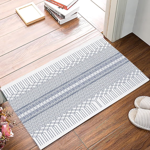 Line Texture Blue Gradient Abstasct Art Bath Mats Non-Slip Absorbent Microfiber Soft Doormat Decor Bathroom Rugs for Kitchen Bedroom Floor Mat 36X24In