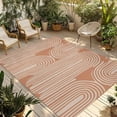 thumbnail image 1 of Line Texture Outdoor Rug for Patio/Deck/Porch, Non-Slip Large Area Rug 3 x 5 Ft, Orange Abstract Art Retro Indoor Outdoor Rugs Washable Area Rugs, Reversible Camping Rug Carpet Runner, 1 of 8