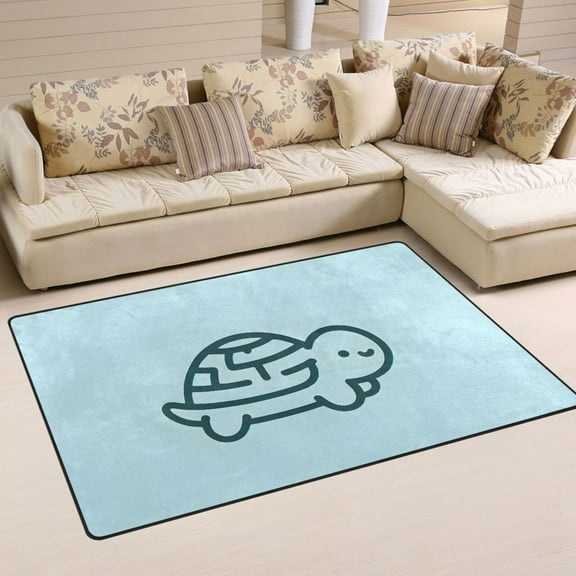 Line Turtle Area Rug Washable Floor Carpet Mat 60 x 39 inch for Bedroom Living Room Kids Room Home Decor