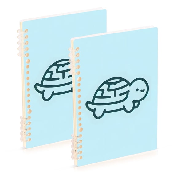 Line Turtle Ring Binder Notebook Journey Note Diary College Ruled Spiral Notebook Study Loose Leaf Paper A5 60 Pages