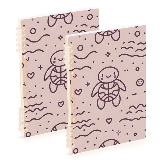 Line Turtle Wave Ring Binder Notebook Journey Note Diary College Ruled Spiral Notebook Study Loose Leaf Paper A5 60 Pages